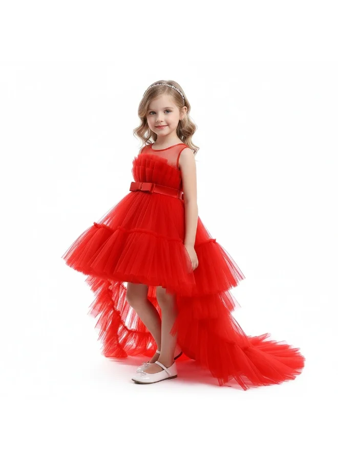 Bidani Red Cascade Party Dress
